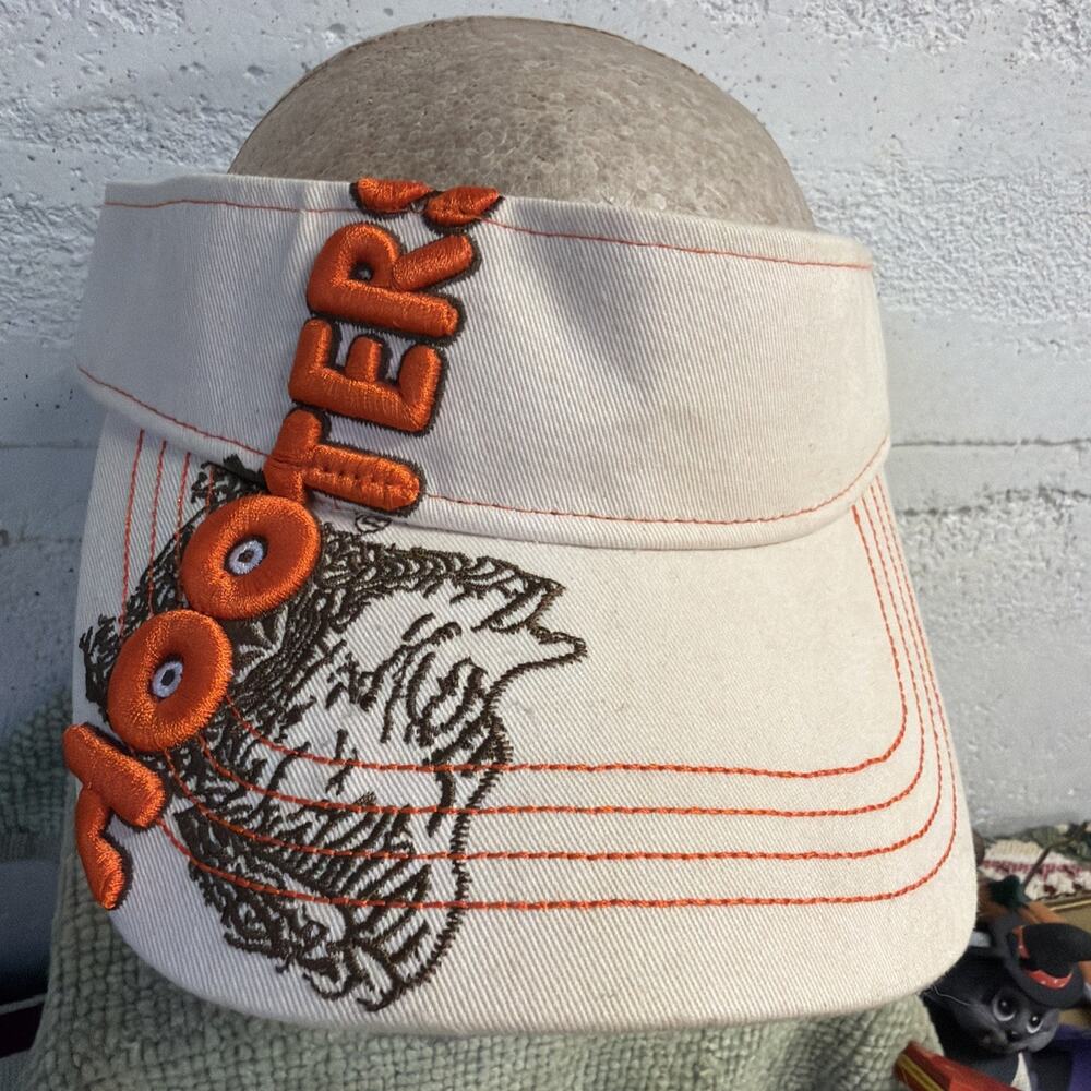 Hooters Orange White Strap Back Embroidered Golf Sun Visor Hat Cap Super Sport